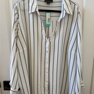 Prestige City Men's Black Striped Button Down Shirt